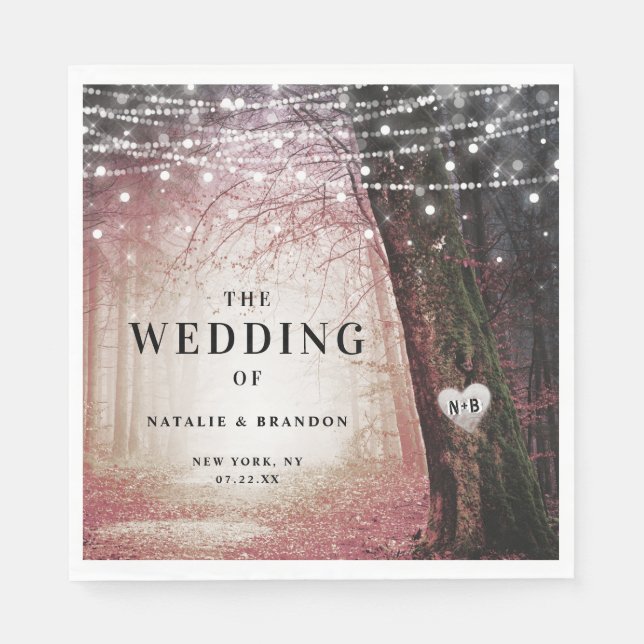 Servilleta De Papel Evermore | Bosque lechero encantado | Cena rosa (Anverso)