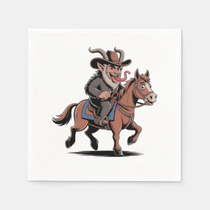 Servilleta De Papel EVIL Krampus Navidades Cowboy Caballo de Navidad O