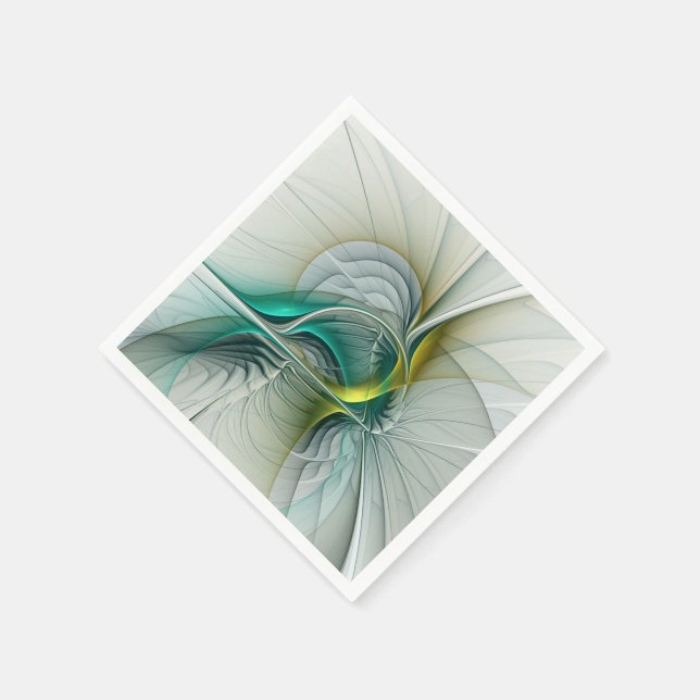 Servilleta De Papel Evolución fractal, arte abstracto de turquesa dora (Borde)
