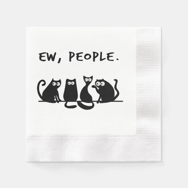 Servilleta De Papel Ew People Funny Meowy Gatos Negros (Anverso)