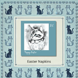 Servilleta De Papel excéntrico gatito de Pascua en la cáscara de huevo
