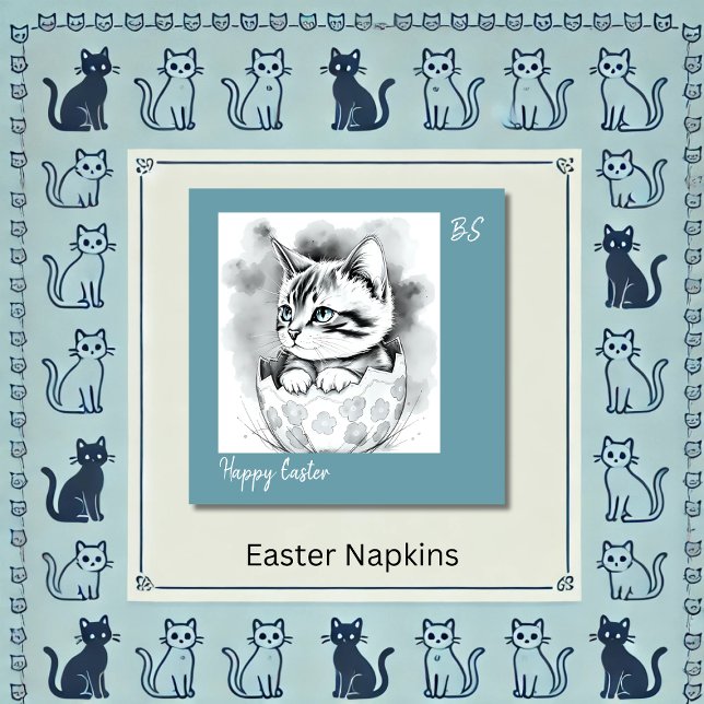 Servilleta De Papel excéntrico gatito de Pascua en la cáscara de huevo (Subido por el creador)