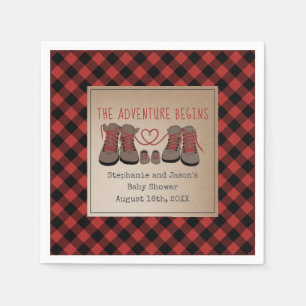 Servilleta De Papel Excursión Boots Buffalo Plaid Adventure Baby Show