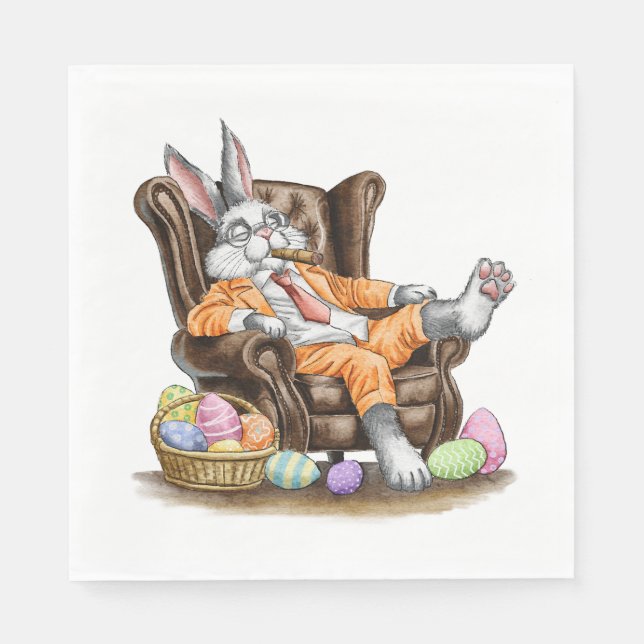 Servilleta De Papel Exhausto conejo de Pascua (Anverso)