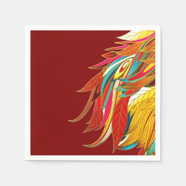Servilleta De Papel Exotic Feathers Red (Anverso)