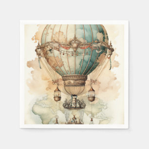 Servilleta De Papel Explorador de Mapa Mundial del Dirigible Azul Anti