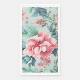 Servilleta De Papel Exquisitas flores de Claret rosa, hojas azules ver