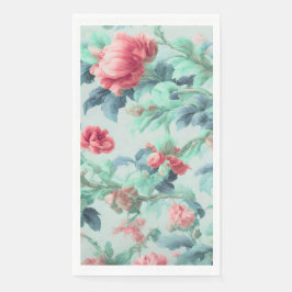 Servilleta De Papel Exquisitas flores de Claret rosa, hojas azules ver