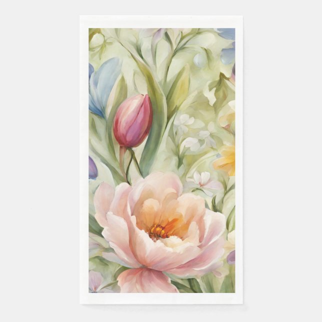 Servilleta De Papel Exquisitas Flores De Primavera Sofisticadas. Pintu (Anverso)