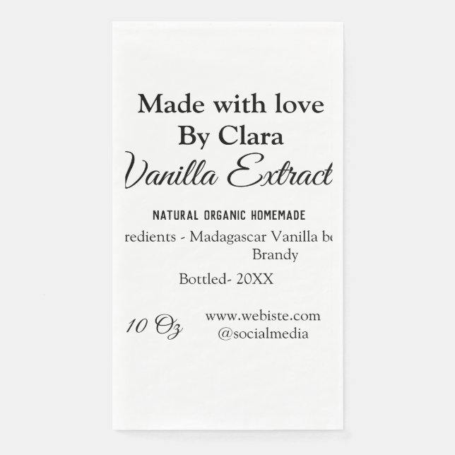 Servilleta De Papel Extracto de vainilla de ingredientes caseros añadi (Anverso)