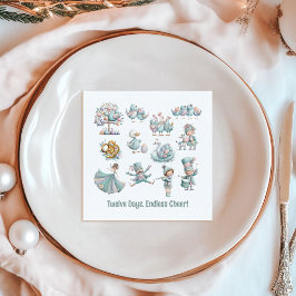 Servilleta De Papel Extraordinarios 12 días de Ilustraciones de Navida