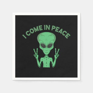 Servilleta De Papel Extraterrestre Verde Vengo En Paz Ovni Extraterres