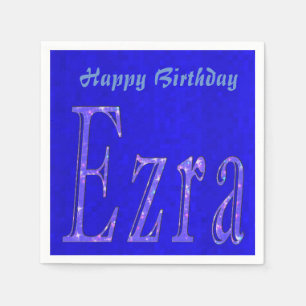Servilleta De Papel Ezra, Nombre, Logotipo, Logotipo de cumpleaños azu