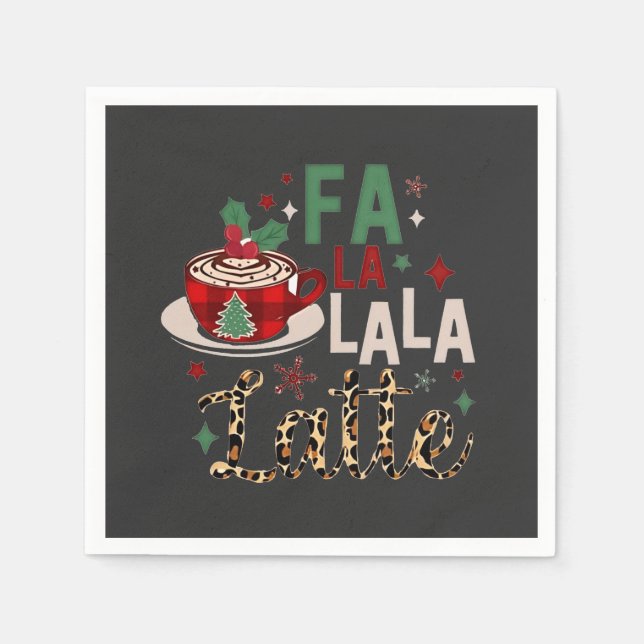Servilleta De Papel Fa Fa La La Latte Divertida Navidad Santa Navidad  (Anverso)
