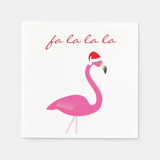 Servilleta De Papel Fa la la la Flamingo Holiday Napkin (Anverso)
