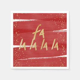 Servilleta De Papel Fa roja y de oro La La La La Navidad Snowy vacacio