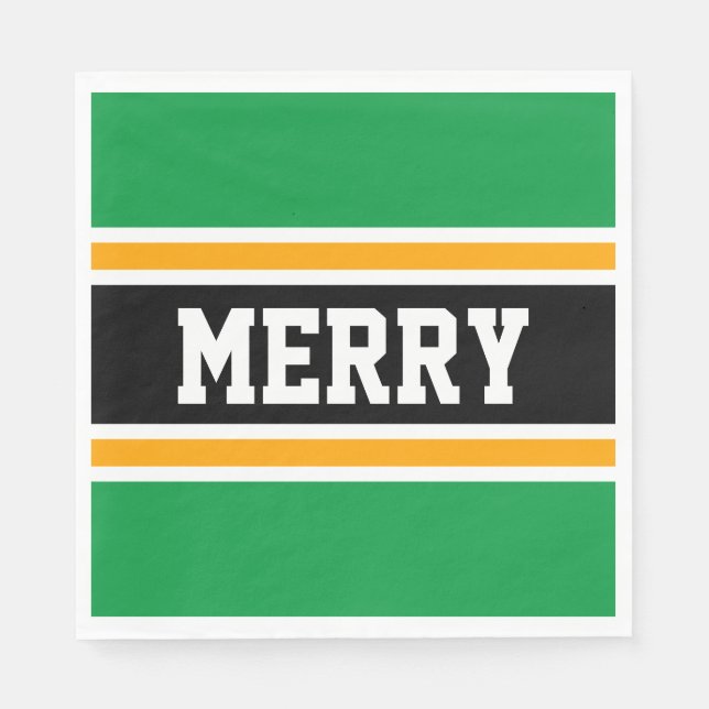 Servilleta De Papel Fabulosas franjas festivas de color negro brillant (Anverso)