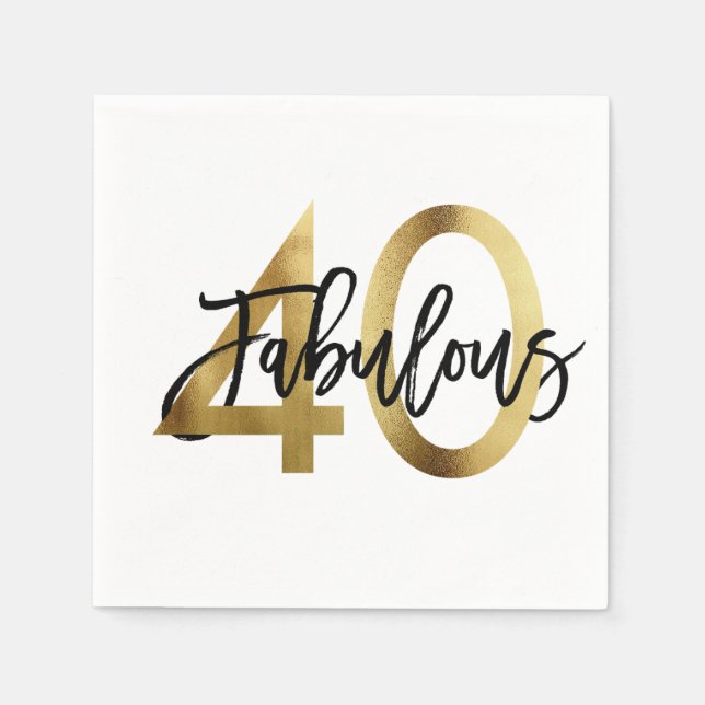 Servilleta De Papel Fabuloso 40.º | Moda elegante moderna Cumpleaños d (Anverso)