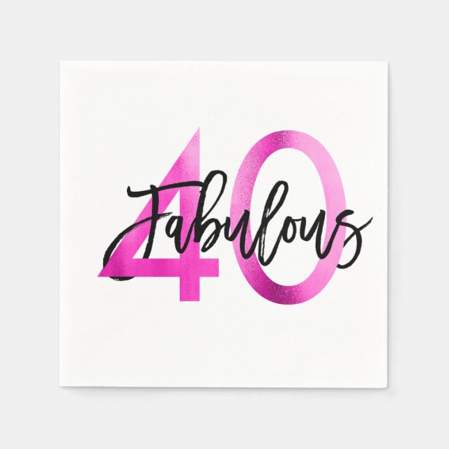 Servilleta De Papel Fabuloso 40.º | Moda elegante moderna Cumpleaños r (Anverso)