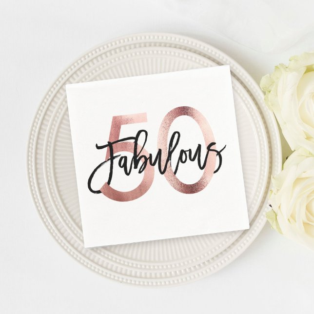 Servilleta De Papel Fabuloso 50.º | Aniversario de Oro Moderno Elegant (Subido por el creador)