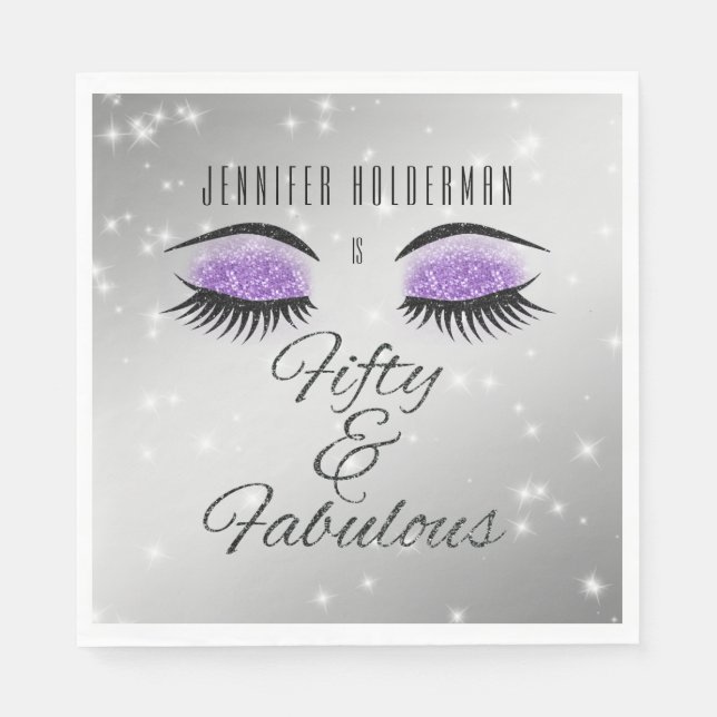 Servilleta De Papel Fabuloso 50 Napkins Black Purple Glam Eyes (Anverso)