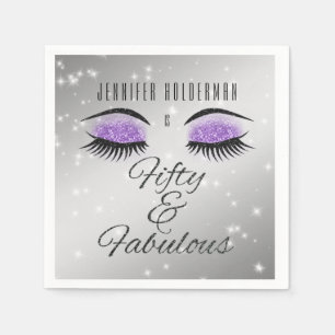 Servilleta De Papel Fabuloso 50 Napkins Black Purple Glam Eyes