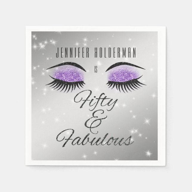 Servilleta De Papel Fabuloso 50 Napkins Black Purple Glam Eyes (Anverso)