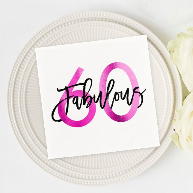 Servilleta De Papel Fabuloso 60.º | Aniversario de la Moda Rosa Modern (Subido por el creador)