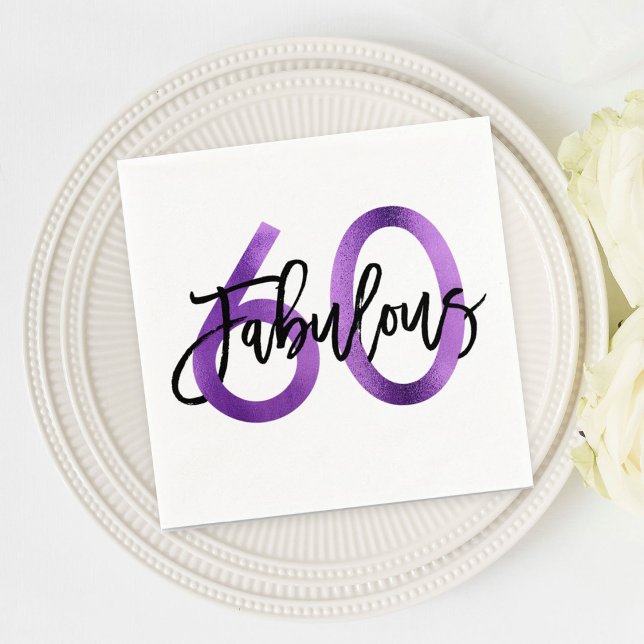 Servilleta De Papel Fabuloso 60.º | Purple Modern Elegant Birthday (Subido por el creador)