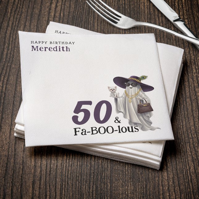 Servilleta De Papel Fabuloso cumpleaños número 50 de las mujeres fanta (Halloween Ghost Women's Fabulous 50th Birthday Napkins
)