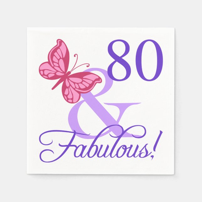 Servilleta De Papel Fabuloso cumpleaños número 80 para las mujeres (Anverso)