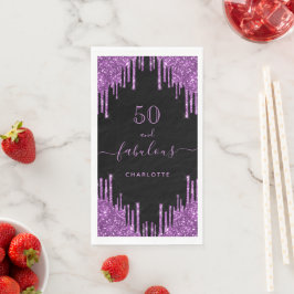 Servilleta De Papel Fabuloso cumpleaños purpurina morado negro destell