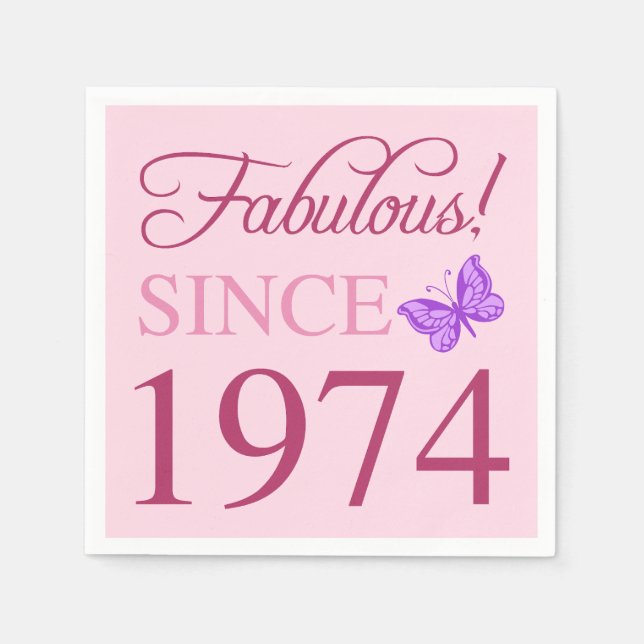 Servilleta De Papel Fabuloso desde 1974 50º cumpleaños (Anverso)