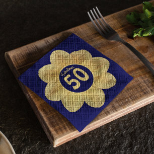 Servilleta De Papel Fabulous 50th Birthday Blue and Yellow Floral