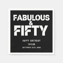 Servilleta De Papel Fabulous and Fifty Birthday Bold Script Custom
