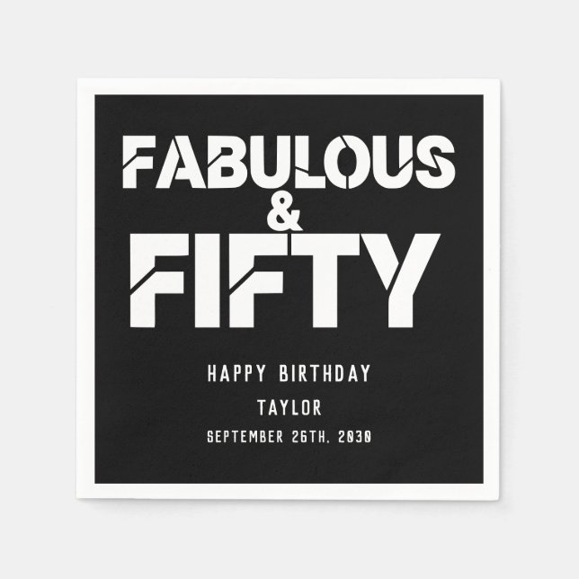 Servilleta De Papel Fabulous and Fifty Birthday Bold Script Custom (Anverso)