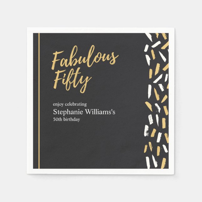 Servilleta De Papel Fabulous Fifty Golden Modern Woman's 50th Birthday (Anverso)