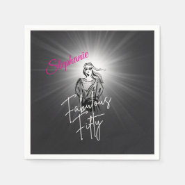 Servilleta De Papel Fabulous Fifty Woman Black Sketch 50th Birthday