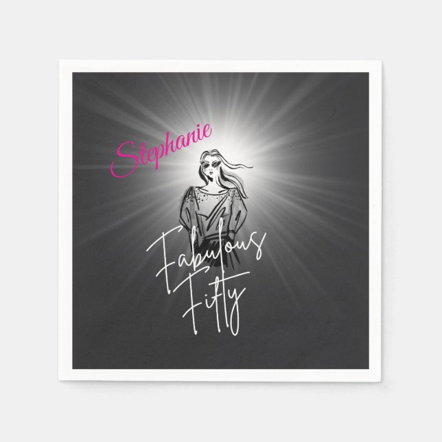 Servilleta De Papel Fabulous Fifty Woman Black Sketch 50th Birthday (Anverso)