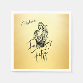 Servilleta De Papel Fabulous Fifty Woman Gold Sketch 50th Birthday