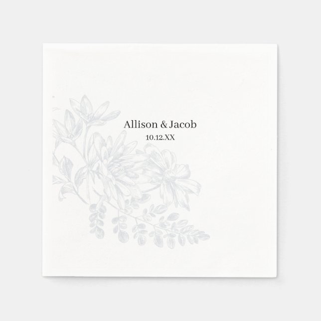 Servilleta De Papel Fácil Boda de dibujo de la línea azul (Anverso)