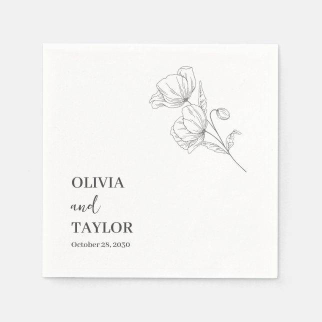 Servilleta De Papel Fácil Boda Floral (Anverso)