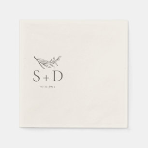 Servilleta De Papel Fácil Boda Monogramado de Marfil