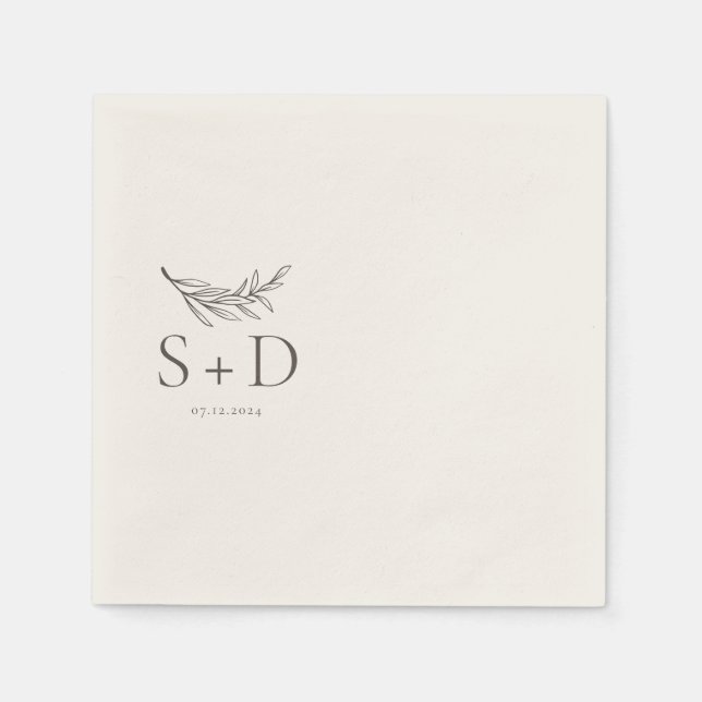 Servilleta De Papel Fácil Boda Monogramado de Marfil (Anverso)