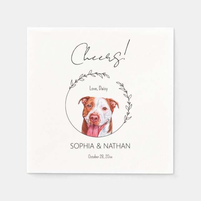 Servilleta De Papel Fácil Bulldog Boda Cocktail Napkins (Anverso)