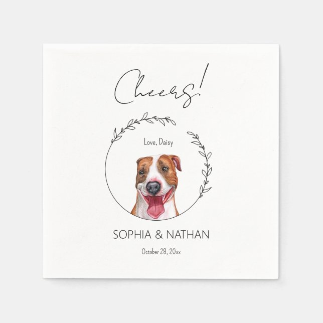 Servilleta De Papel Fácil Bulldog Boda Cocktail Napkins (Anverso)