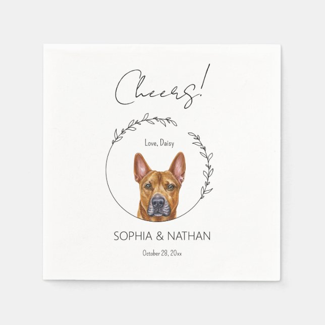 Servilleta De Papel Fácil Bulldog Boda Cocktail Napkins (Anverso)
