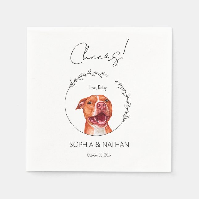 Servilleta De Papel Fácil Bulldog Boda Cocktail Napkins (Anverso)