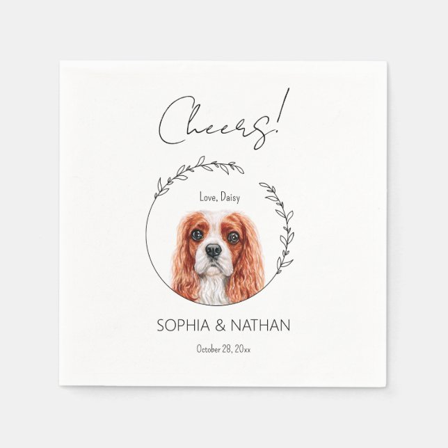 Servilleta De Papel Fácil Cavalier Perro Boda Cocktail Napkins (Anverso)