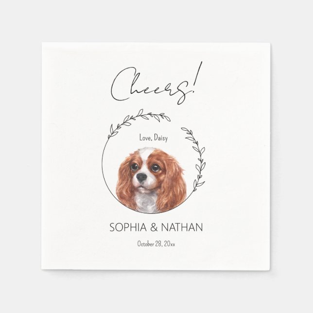 Servilleta De Papel Fácil Cavalier Perro Boda Cocktail Napkins (Anverso)
